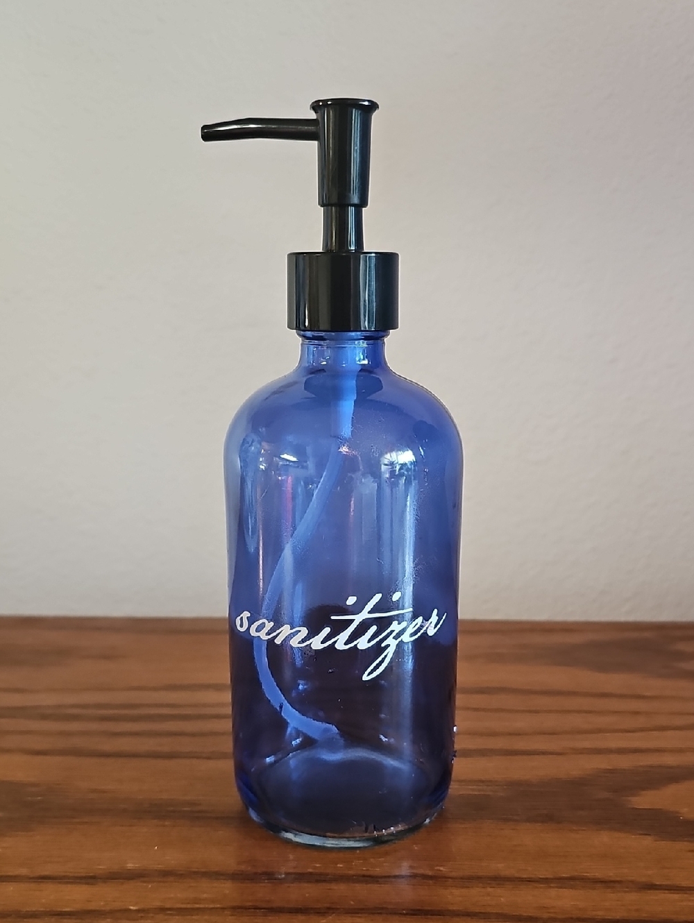 Blue Glass Sanitizer Pump Bottle, Tote 1 #2